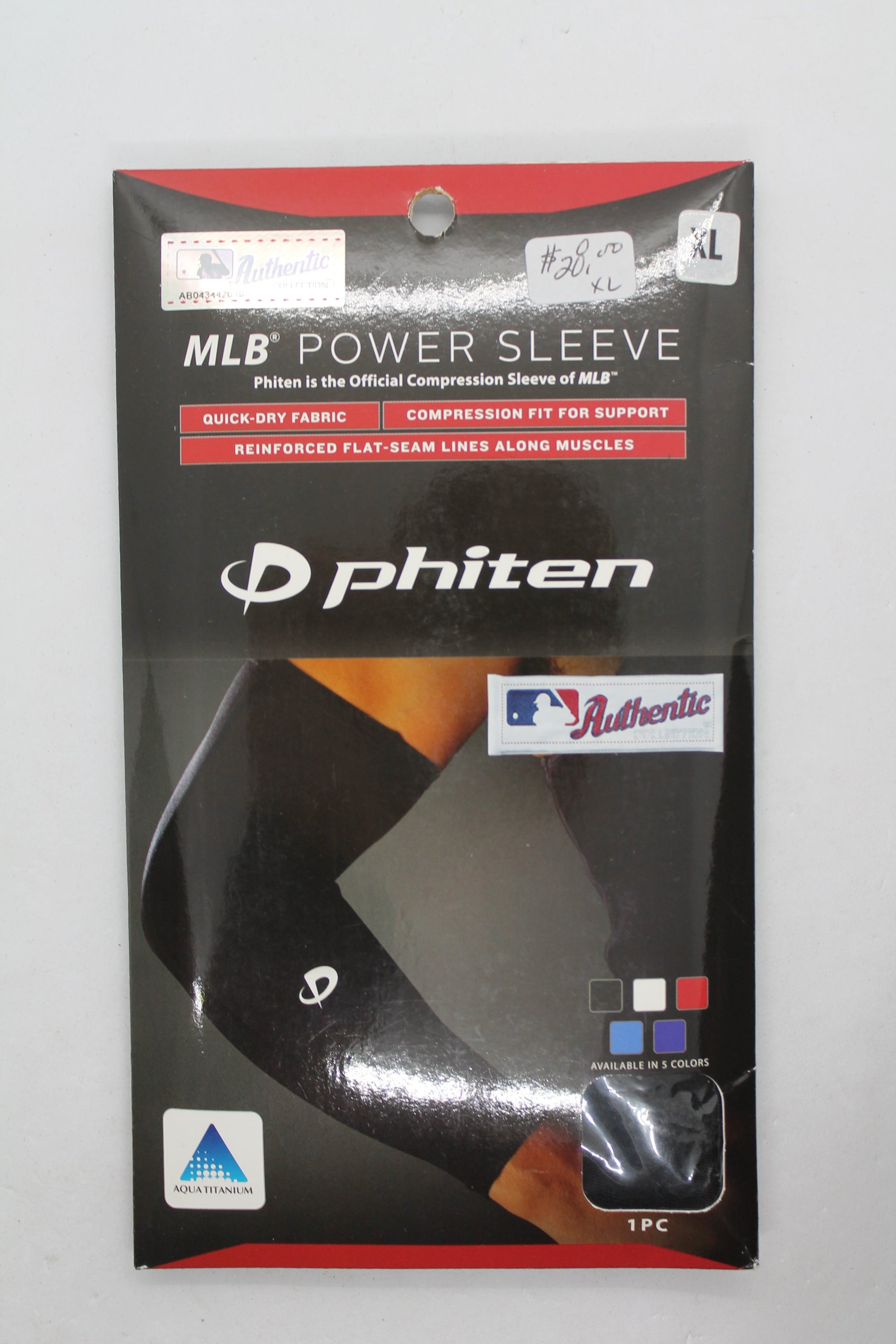 Phiten MLB Power Arm Sleeve - MLB Authentic - Black - XLarge