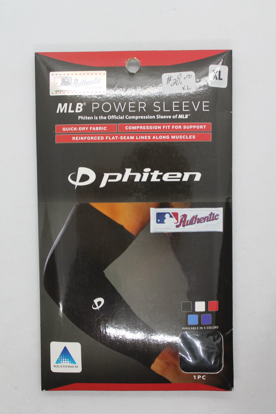 Phiten MLB Power Arm Sleeve - MLB Authentic - Black - XLarge