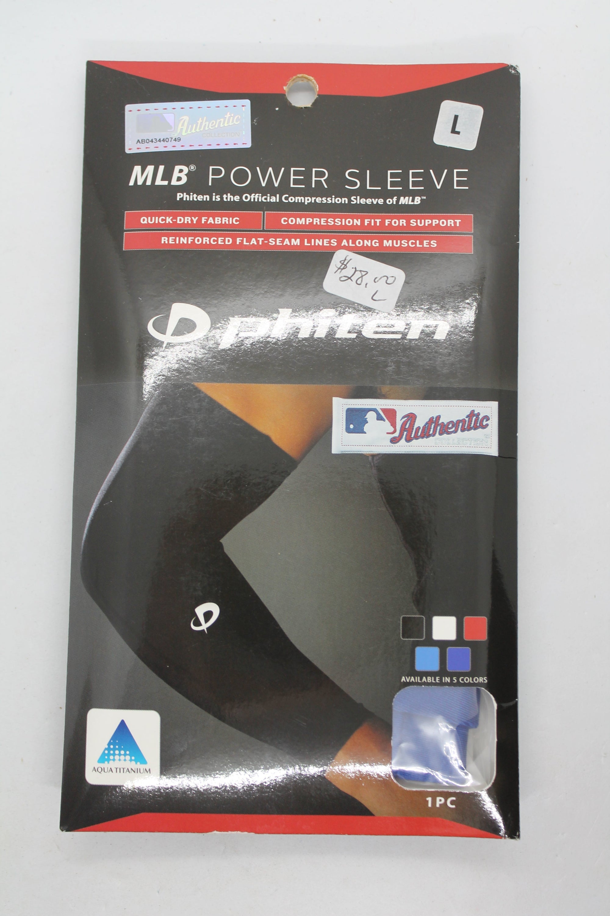 Phiten MLB Power Arm Sleeve - MLB Authentic - Royal Blue - Large
