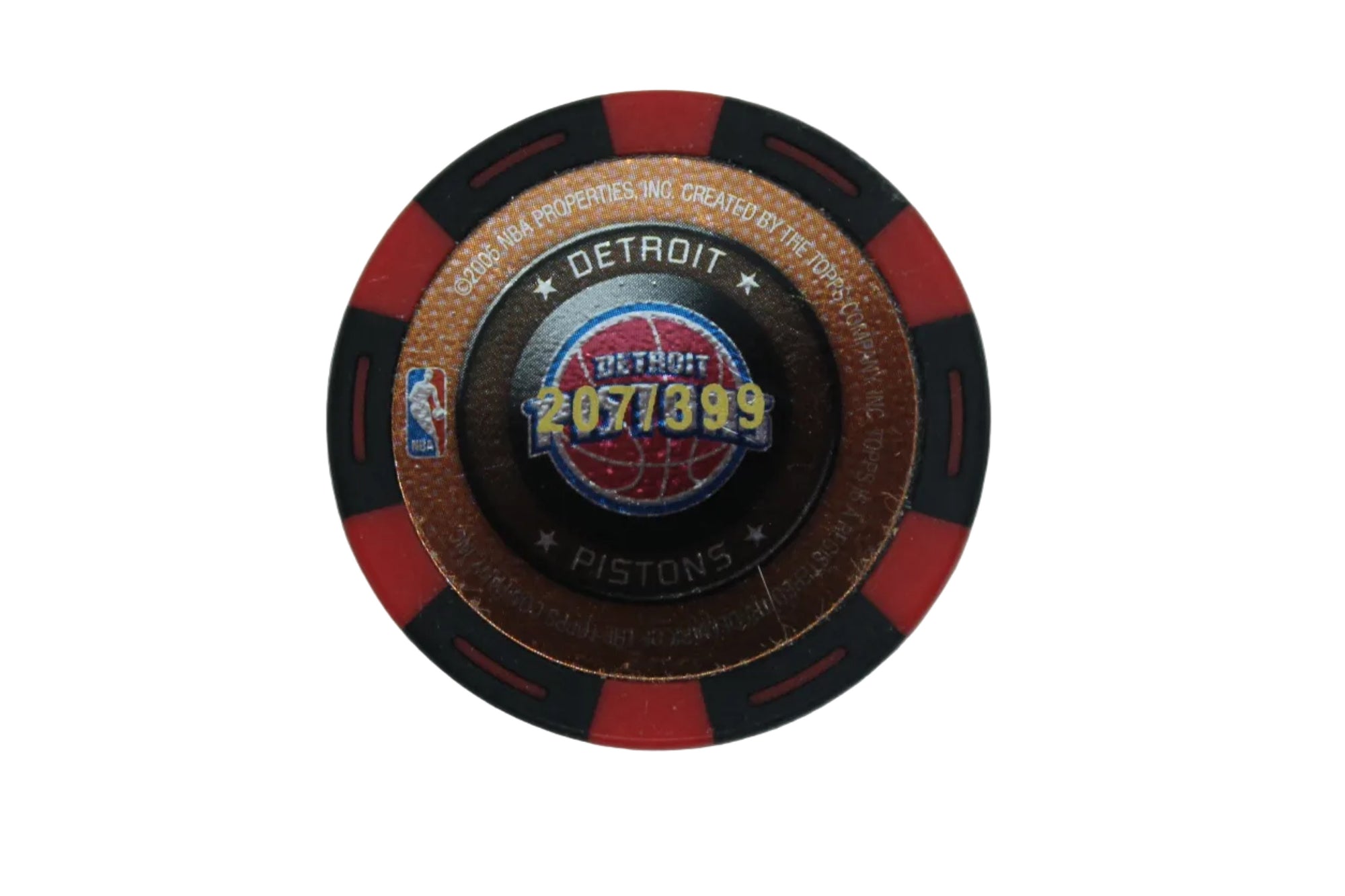 NBA BEN WALLACE 2005-06 TOPPS NBA POKER CHIP RED VERSION DETROIT PISTONS #207/399