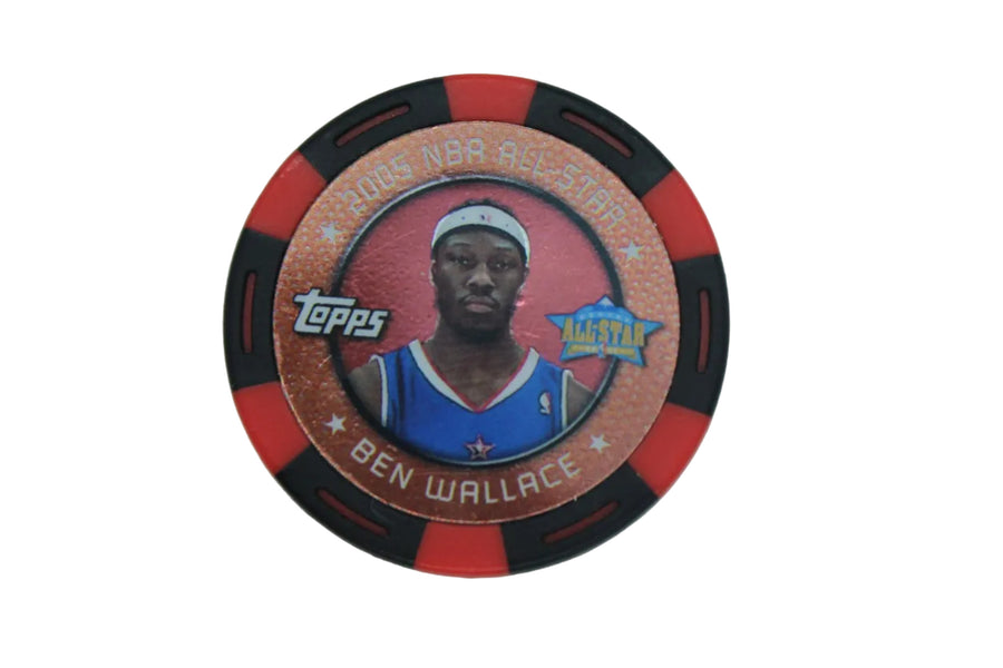 NBA BEN WALLACE 2005-06 TOPPS NBA POKER CHIP RED VERSION DETROIT PISTONS #207/399