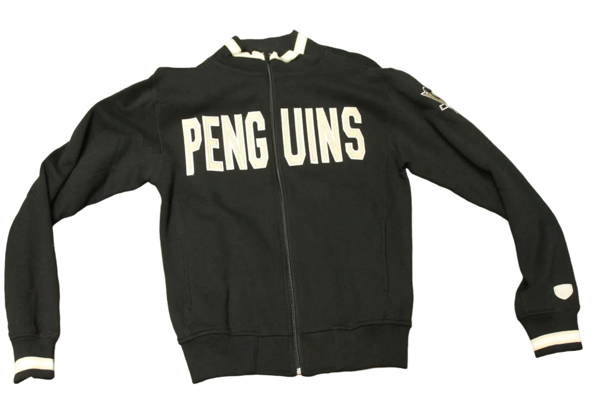 NHL Pittsburgh Penguins Men's Old Time Hockey Longsleeve Zip-Up Sweater (Sale)