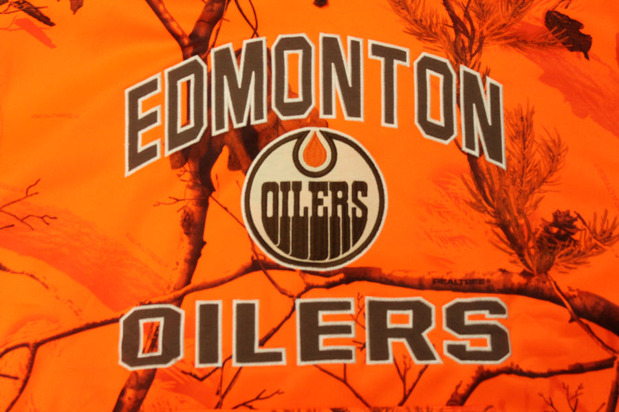 NHL Edmonton Oilers Men's Parot Realtree Orange Fleece OTH Camo Hoodie - XLarge