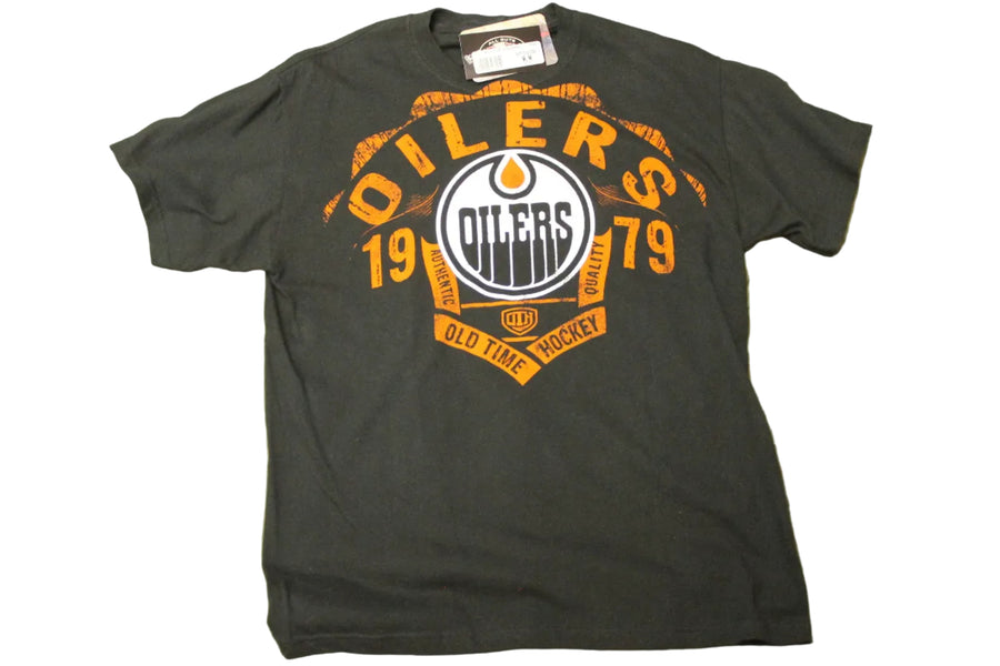 NHL Edmonton Oilers Men's Old Time Hockey Black Tee - Medium
