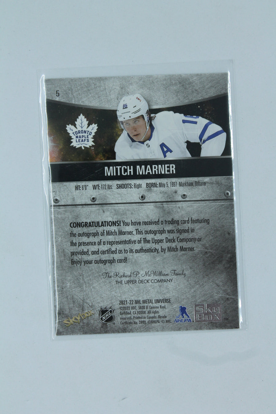 Mitch Marner 2021-22 Skybox Metal Universe  - Silver Autographs - #5 (Sale)