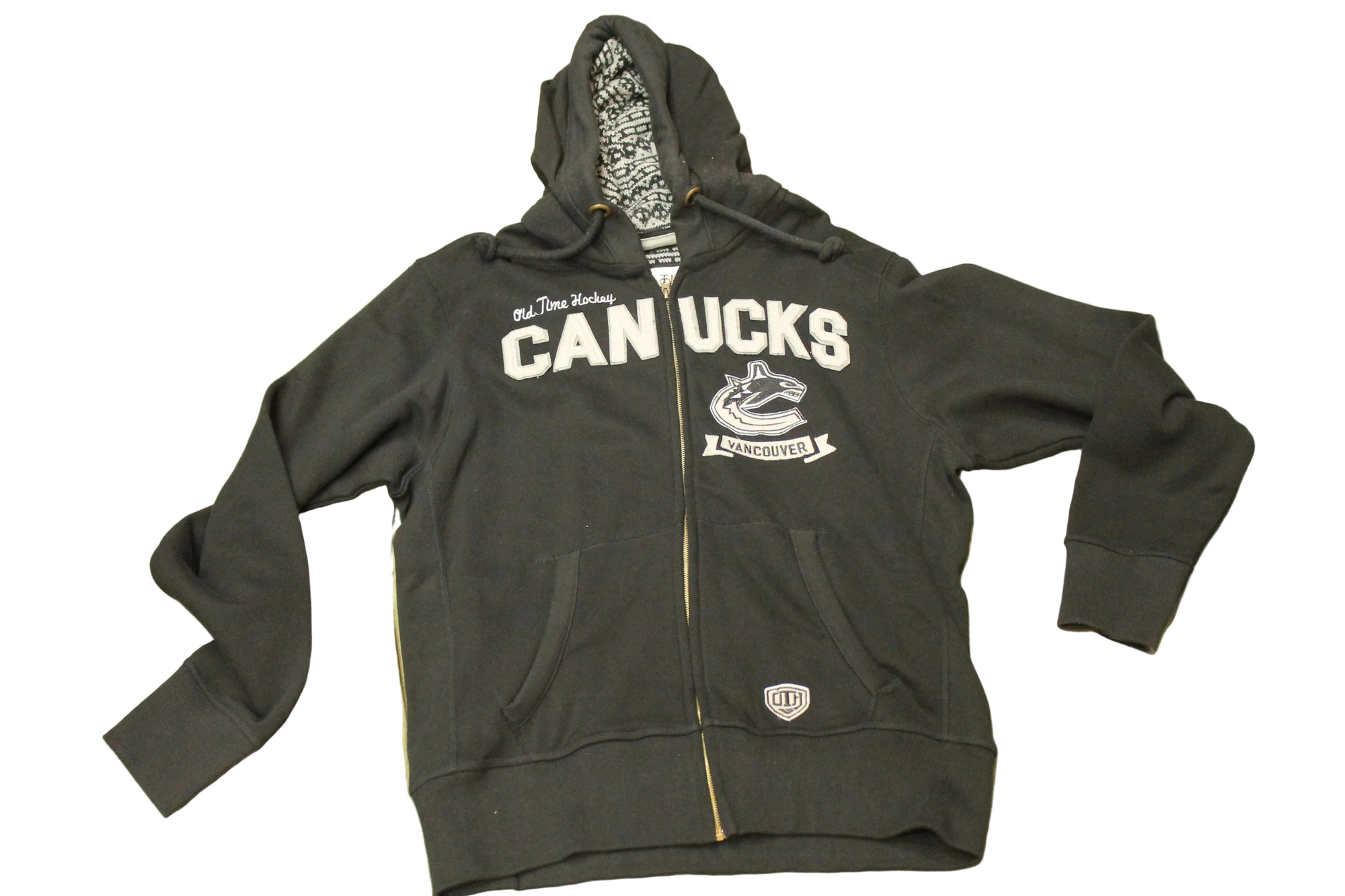 NHL Vancouver Canucks Men's Old Time Hockey Black Fury Zip-Up Hoodie