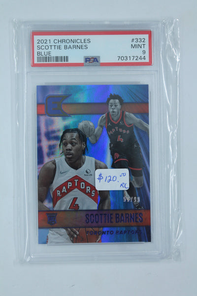 Scottie Barnes 2021-22 Panini Chronicles Blue Rookie Card PSA  Mint 9 #51/99