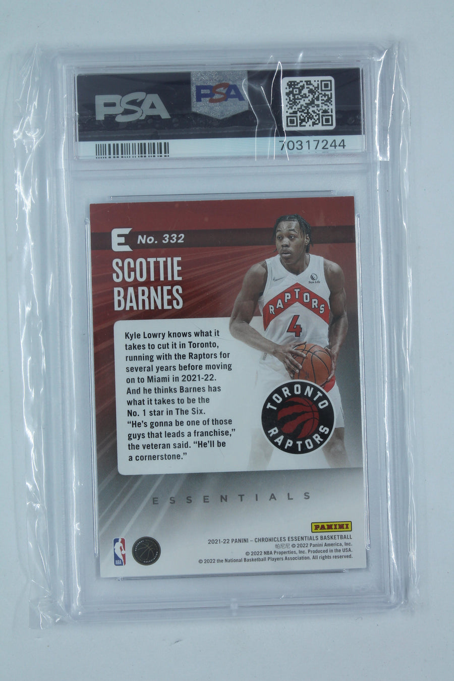 Scottie Barnes 2021-22 Panini Chronicles Blue Rookie Card PSA  Mint 9 #51/99