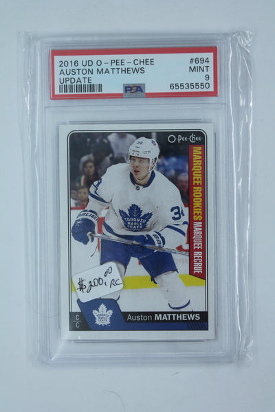 Auston Matthews 2016-17 O-Pee-Chee Update Rookie Card PSA 9