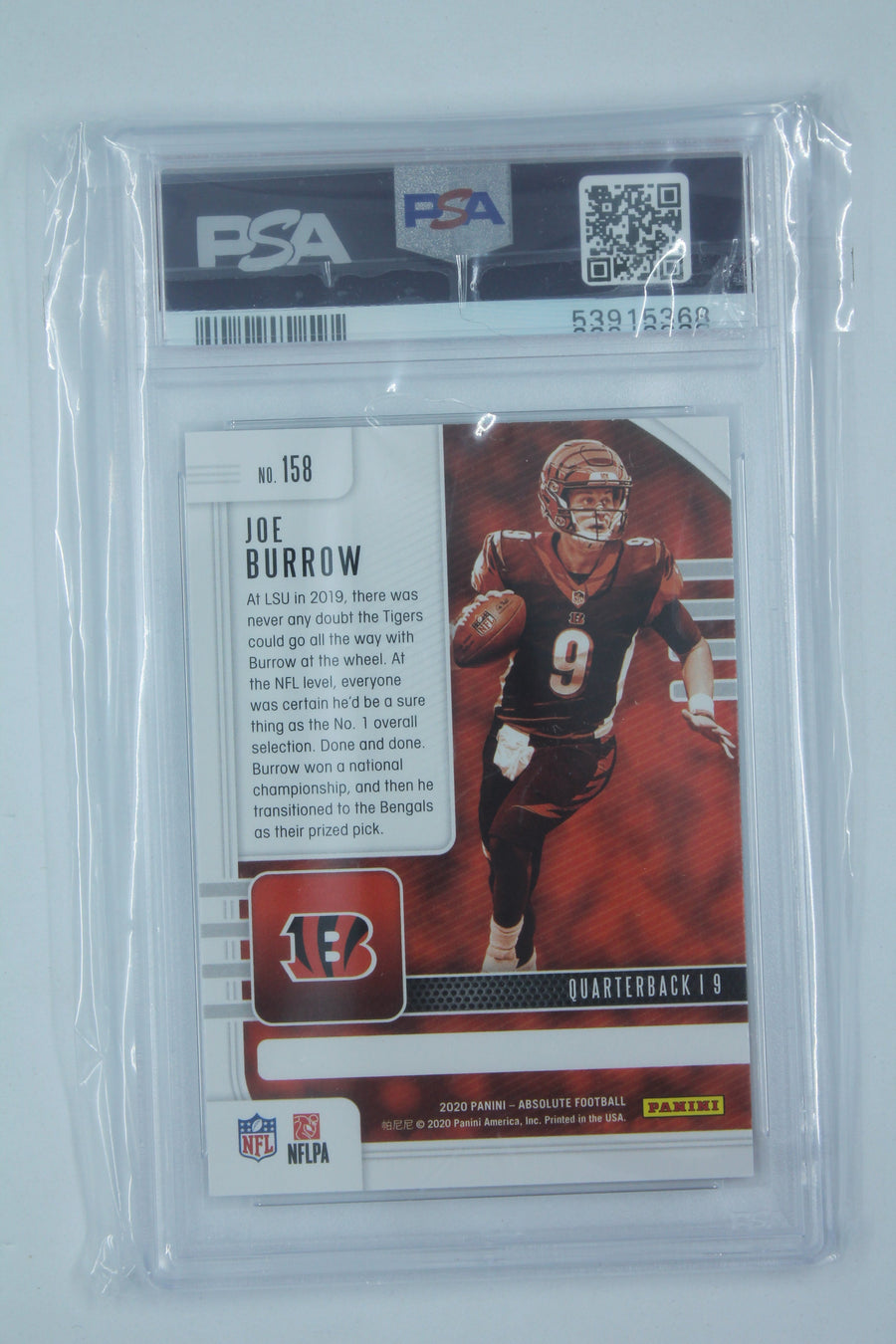Joe Burrow 2020 Panini Absolute Rookie Card - PSA Mint 9