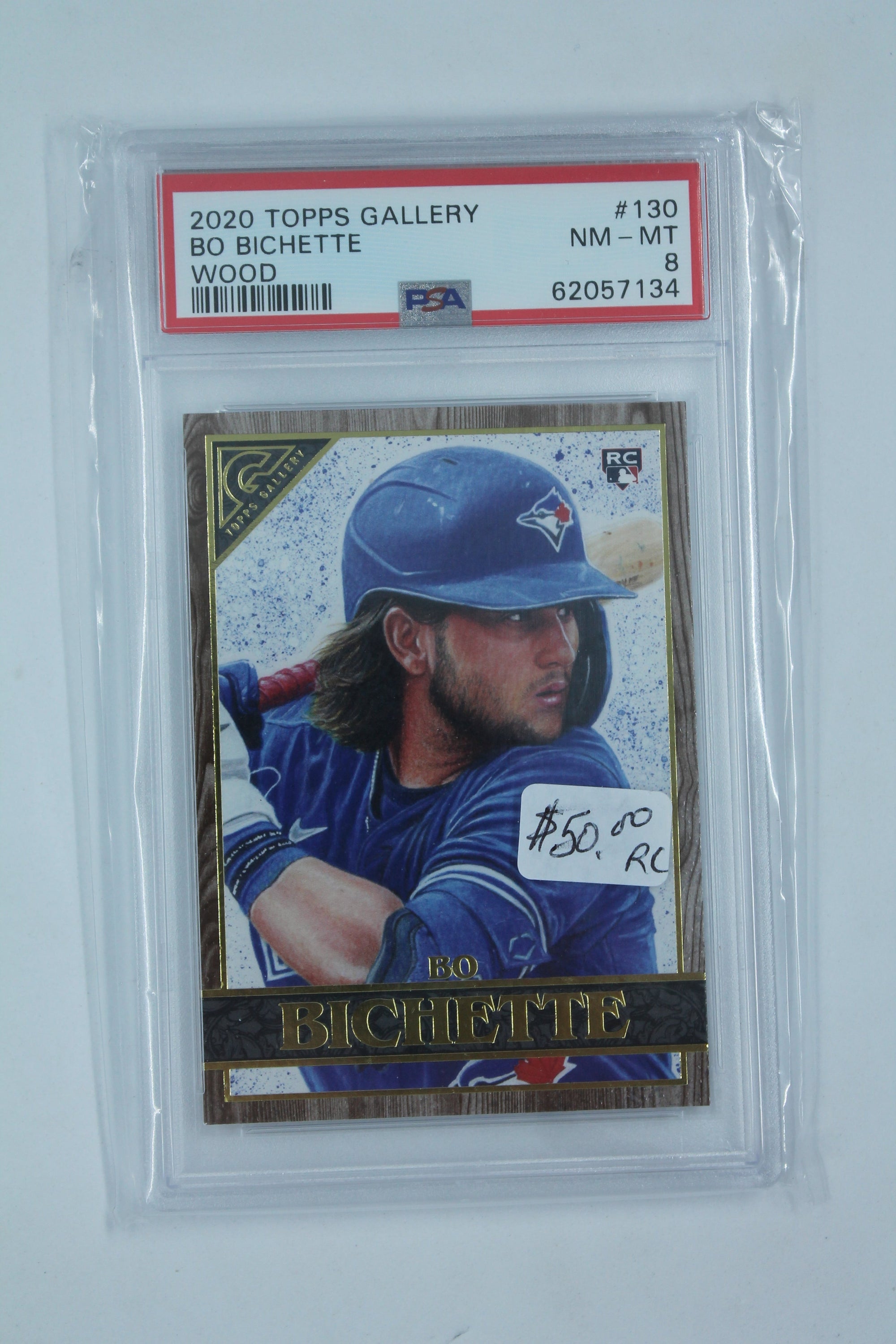 Bo Bichette 2020 Topps Gallery Wood Rookie Card - PSA 8