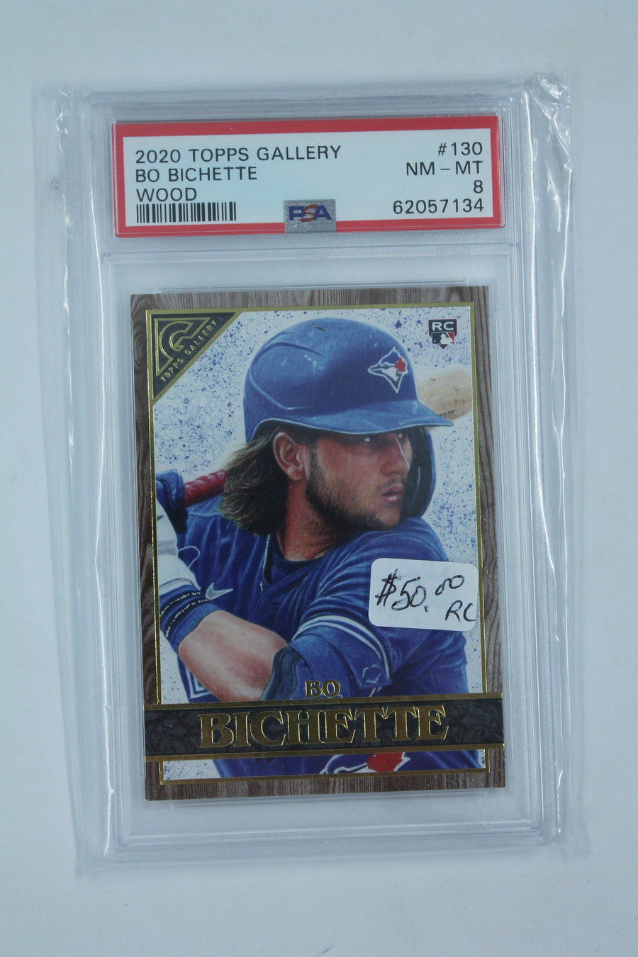 Bo Bichette 2020 Topps Gallery Wood Rookie Card - PSA 8