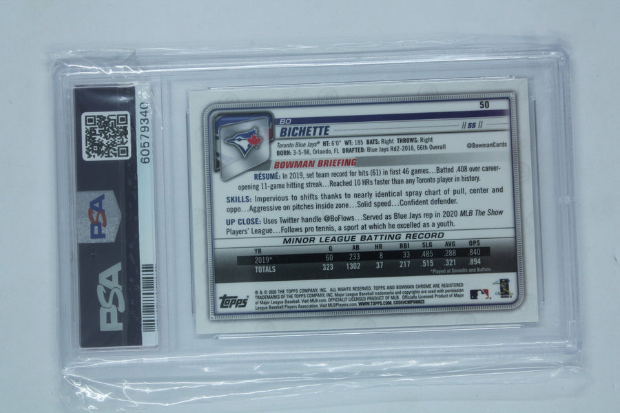 Bo Bichette  2020 Bowman Chrome Rookie Card - PSA Mint 9