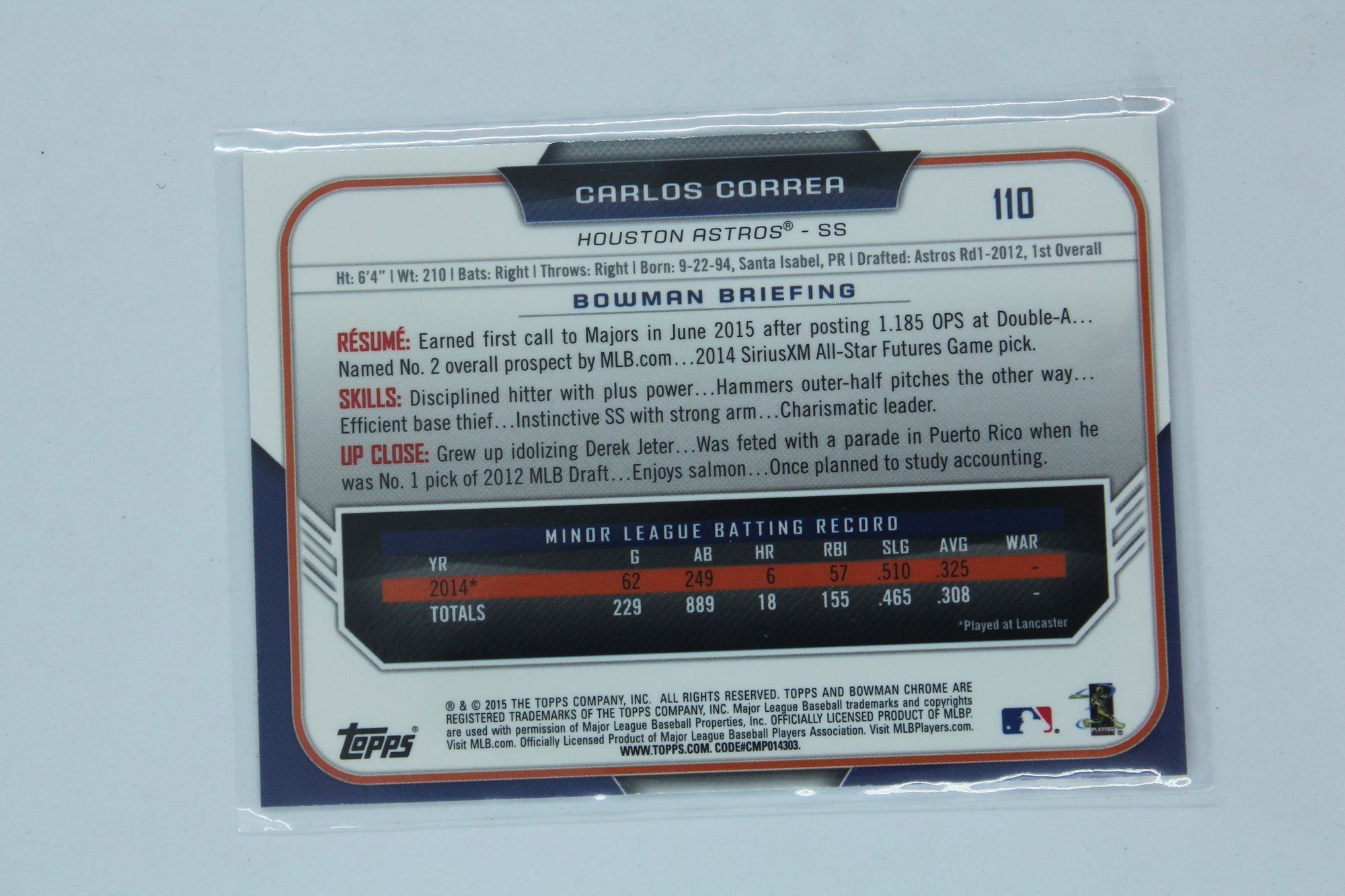 Carlos Correa 2015 Bowman Chrome Rookie Card