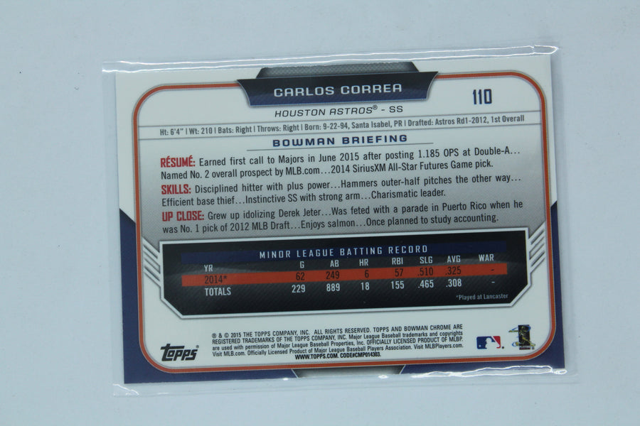 Carlos Correa 2015 Bowman Chrome Rookie Card