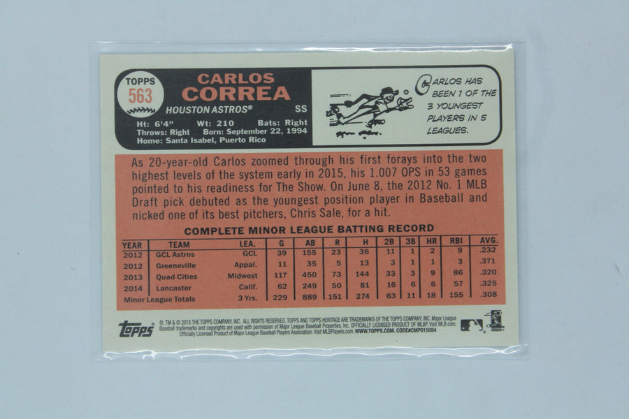Carlos Correa 2015 Topps Heritage Rookie Card