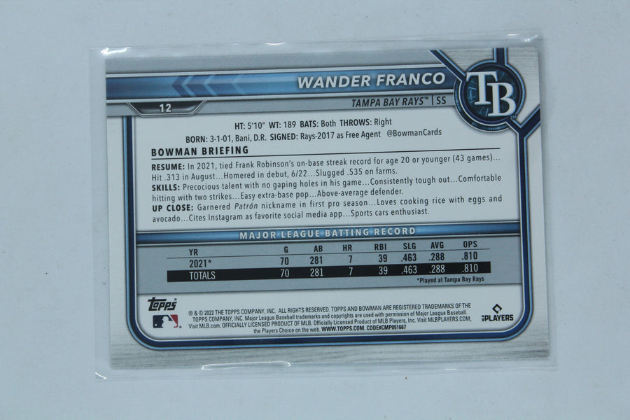 Wander Franco 2022 Bowman Rookie Card