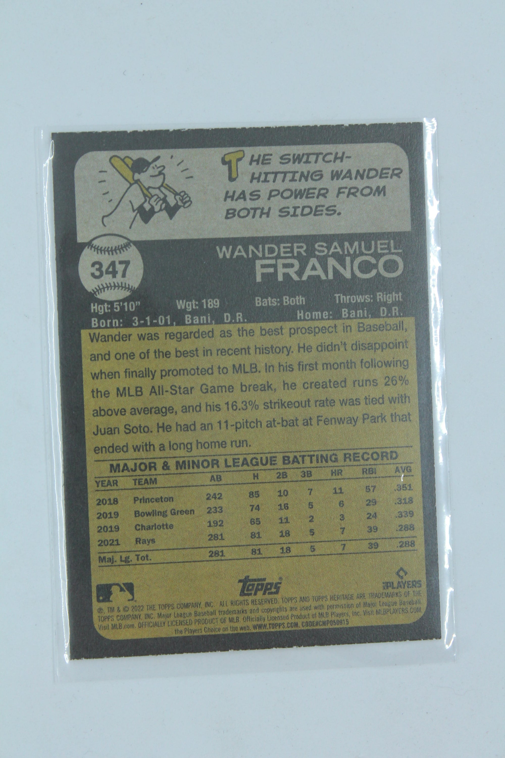 Wander Franco 2022 Topps Heritage Rookie Card