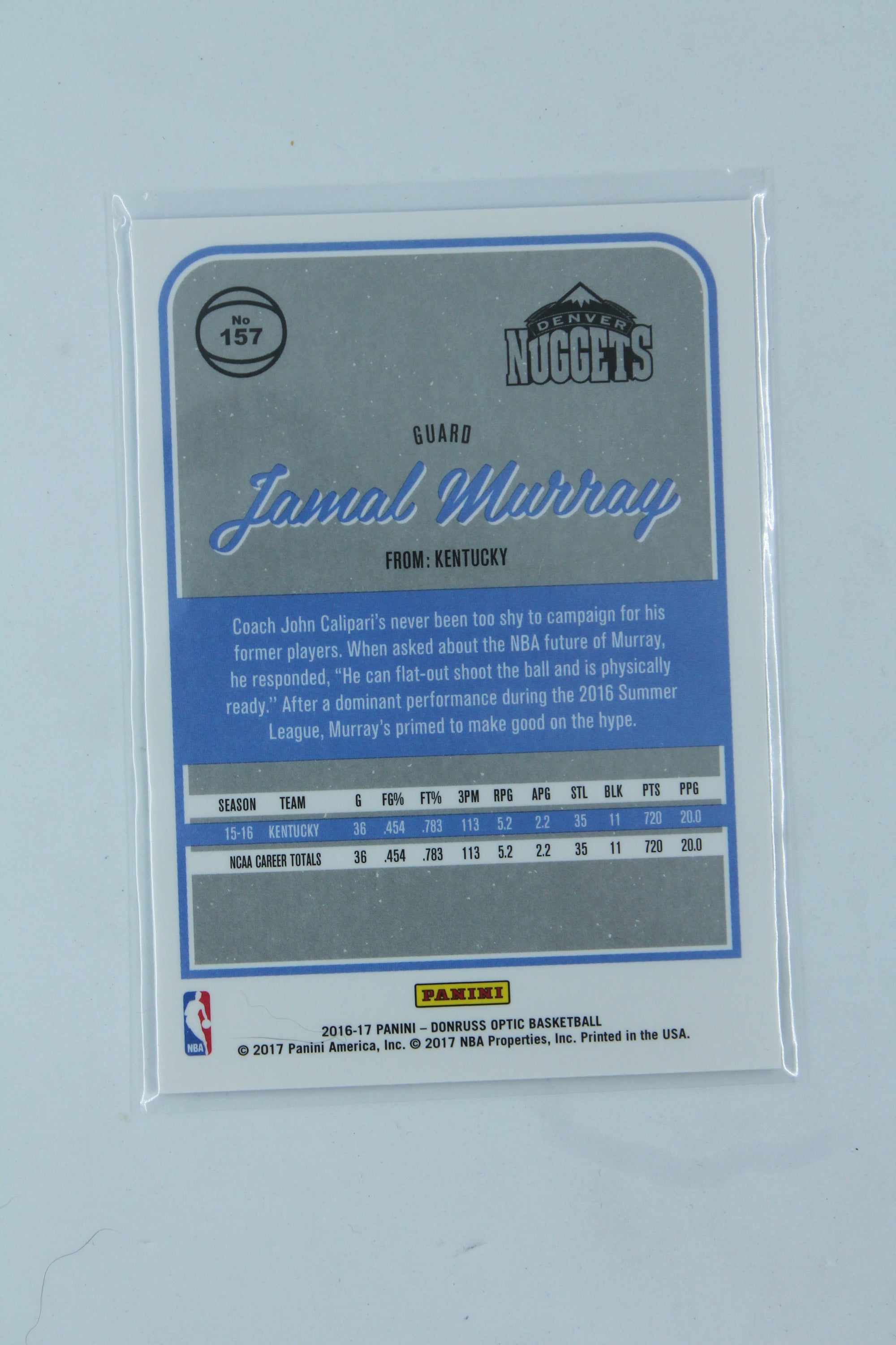Jamal Murray 2016-17 Panini Donruss Optic Rookie Card