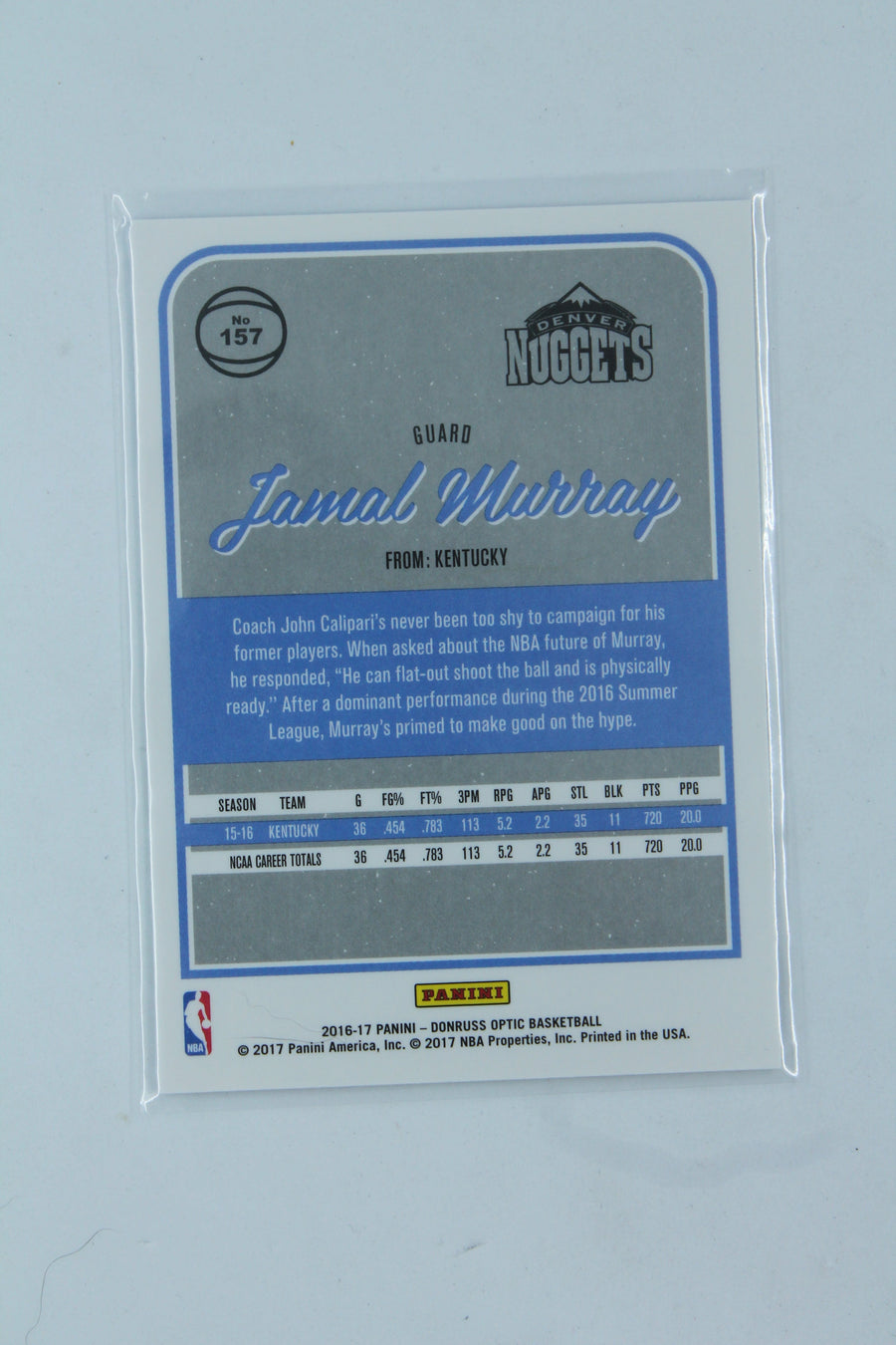 Jamal Murray 2016-17 Panini Donruss Optic Rookie Card
