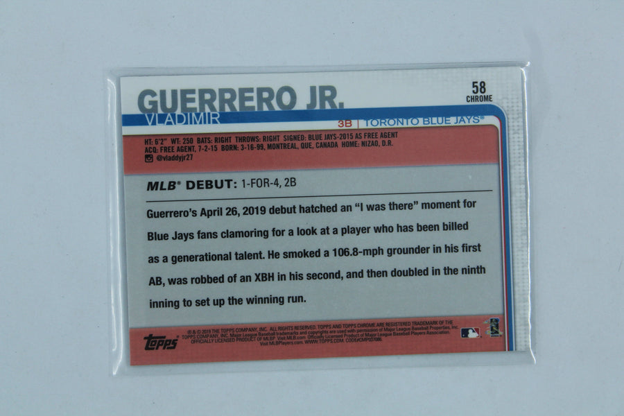Vladimir Guerrero Jr. 2019 Topps Chrome Rookie Card