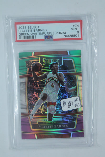 Scottie Barnes 2021 Select Green/White/Purple Prizm Rookie Card PSA Mint 9