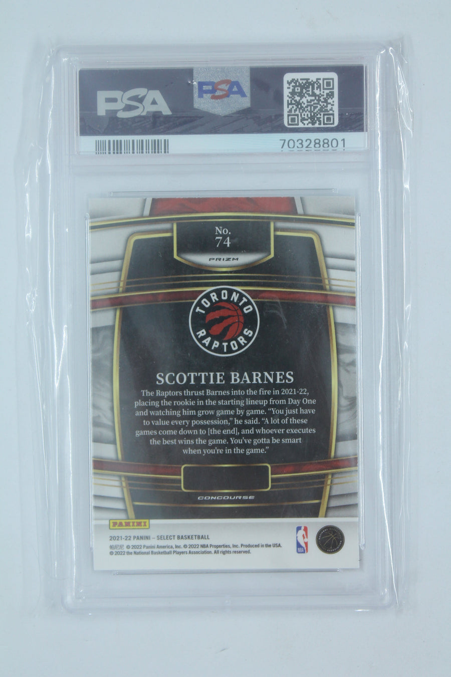 Scottie Barnes 2021 Select Green/White/Purple Prizm Rookie Card PSA Mint 9