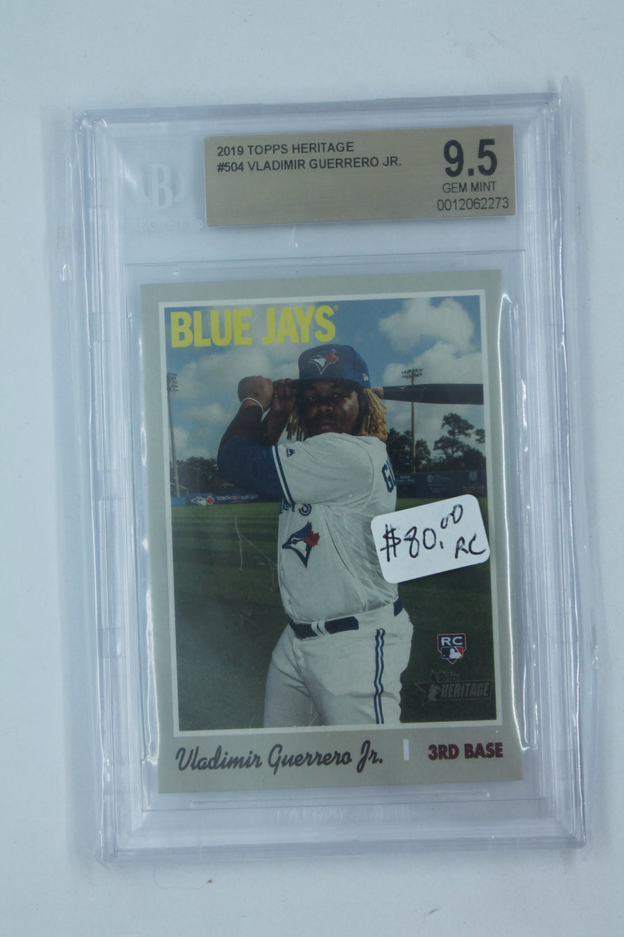 Vladimir Guerrero Jr. Rookie Card 2019 Topps Heritage - Beckett GEM MINT 9.5