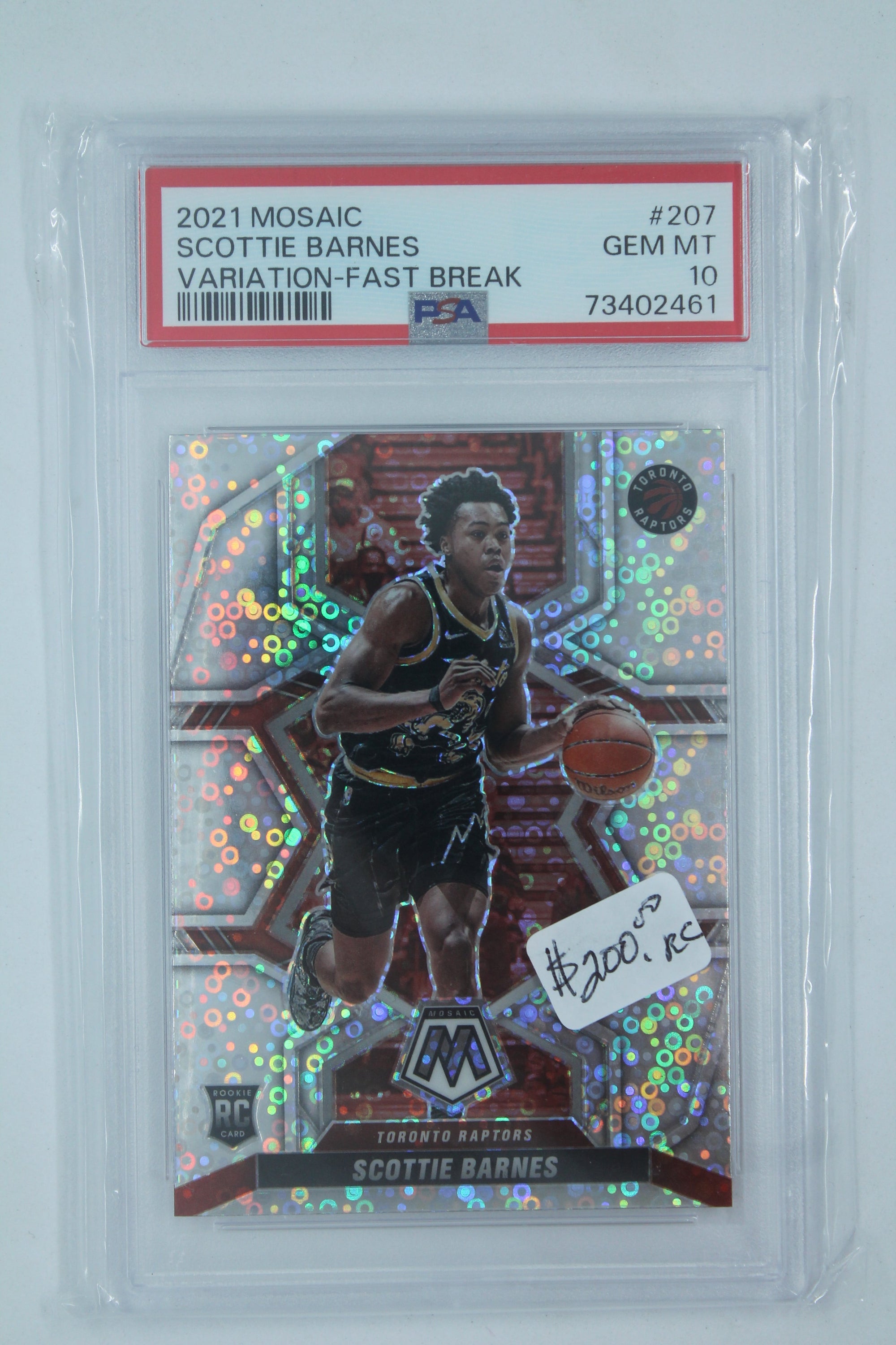 Scottie Barnes 2021-22 Panini Mosaic Variation - Fast Break Rookie Card PSA GEM MT 10