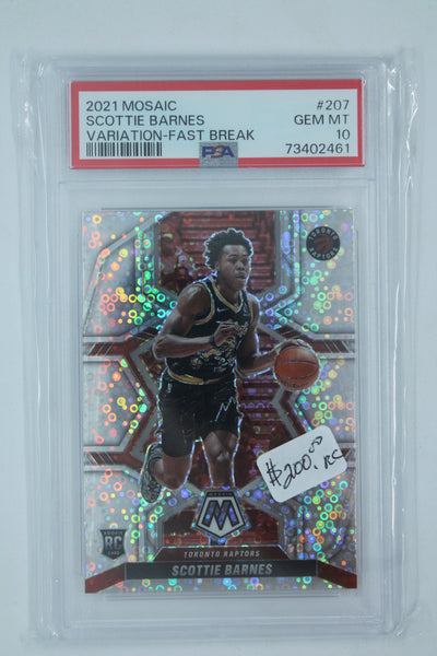 Scottie Barnes 2021-22 Panini Mosaic Variation - Fast Break Rookie Card PSA GEM MT 10