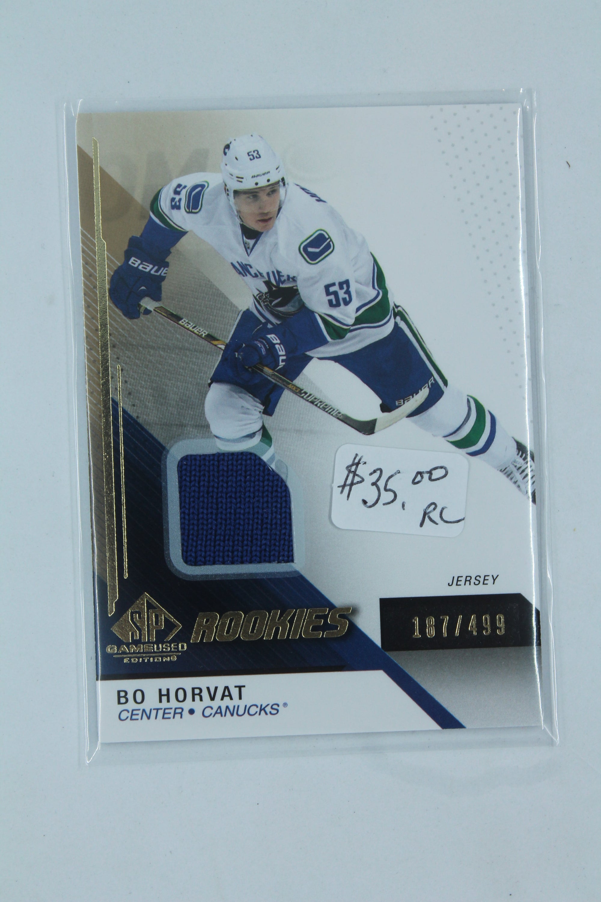 Bo Horvat 2014-15 SP Game-Used - Gold Jerseys Rookie Card #187/499