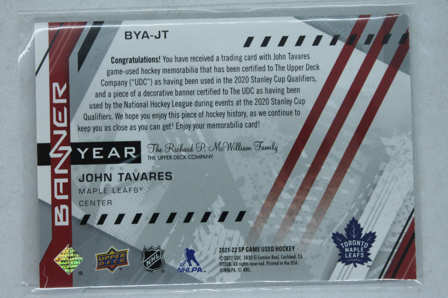 John Tavares 2021-22 UD SP Game-Used - Banner Year Jersey Relics - Jersey Card