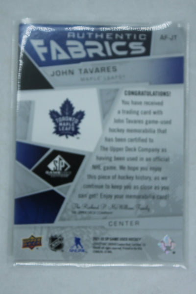 John Tavares 2021-22 UD SP Game-Used - Authentic Fabrics - Jersey Card