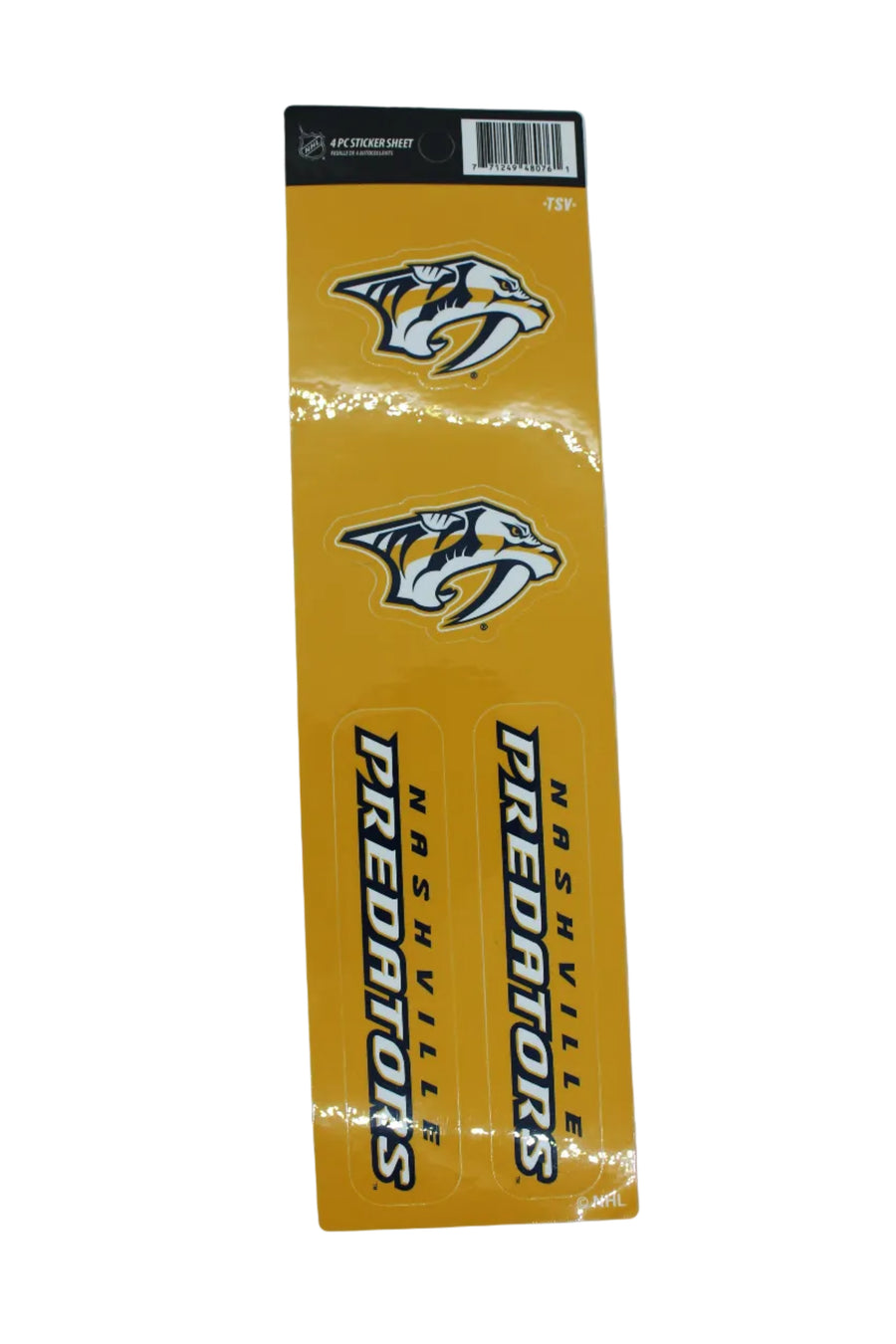 NHL Nashville Predators 4 piece Sticker Sheet