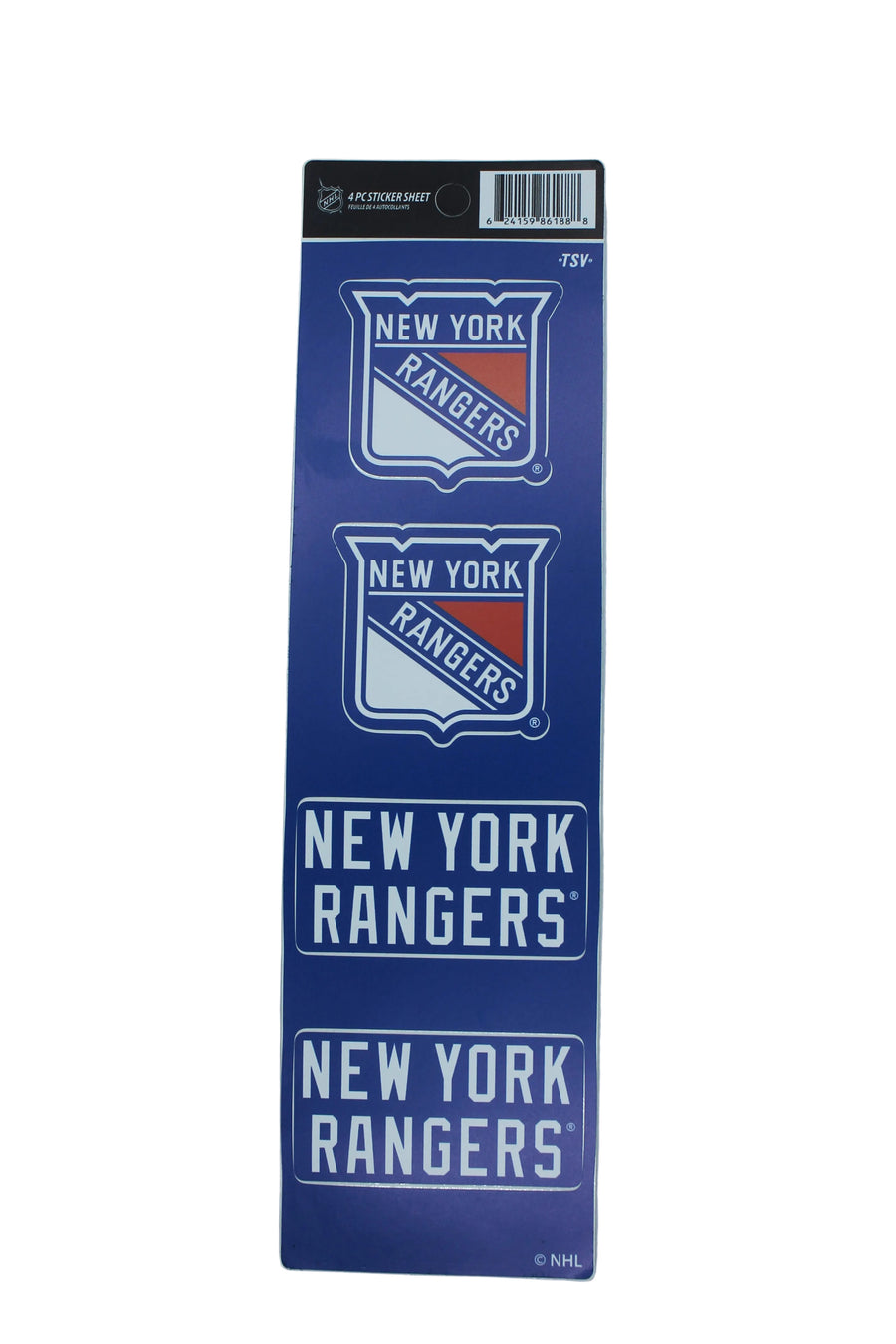 NHL New York Rangers 4 piece Sticker Sheet