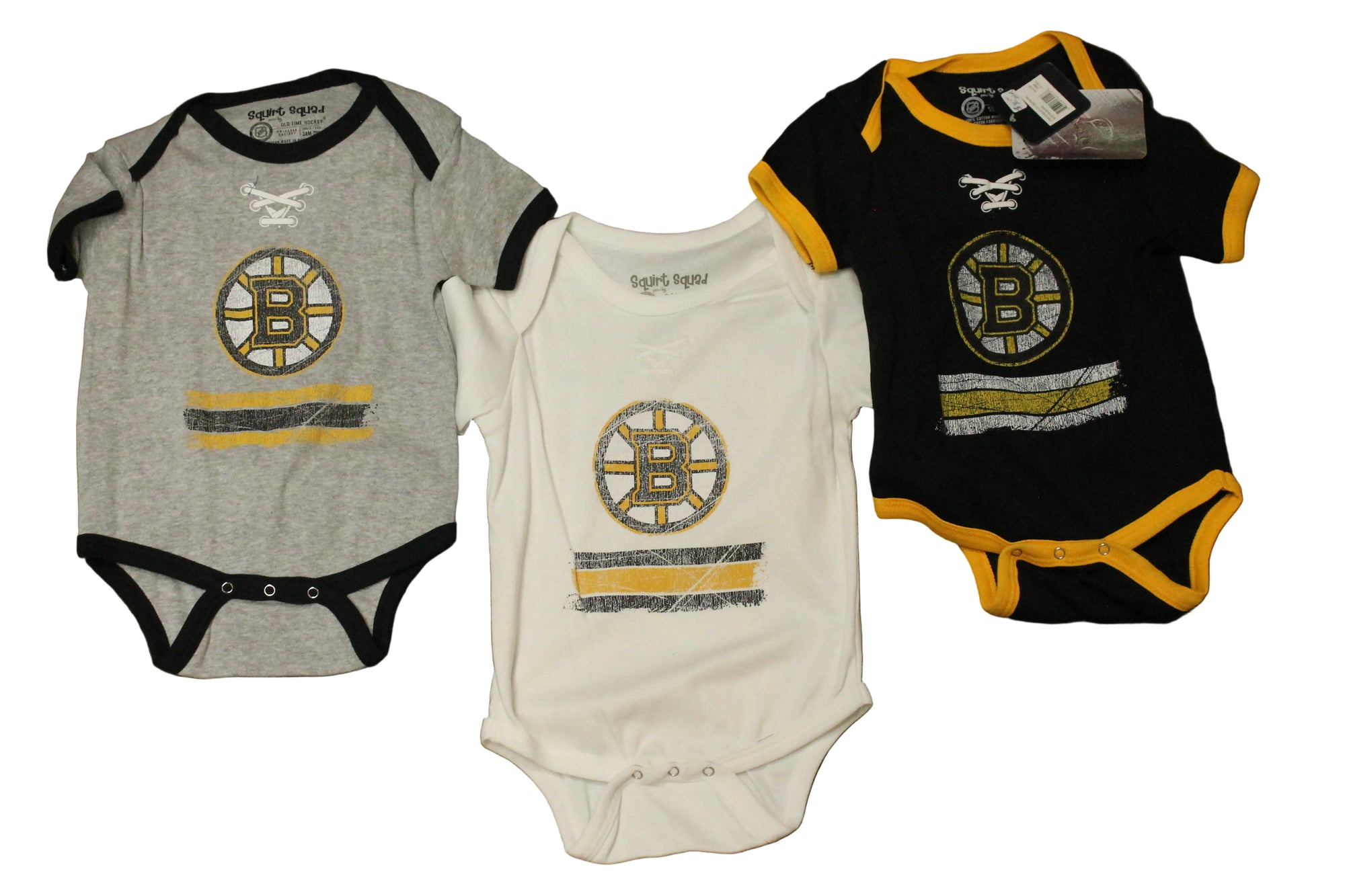 NHL Boston Bruins Old Time Hockey Infant 3pc Bodysuit Set