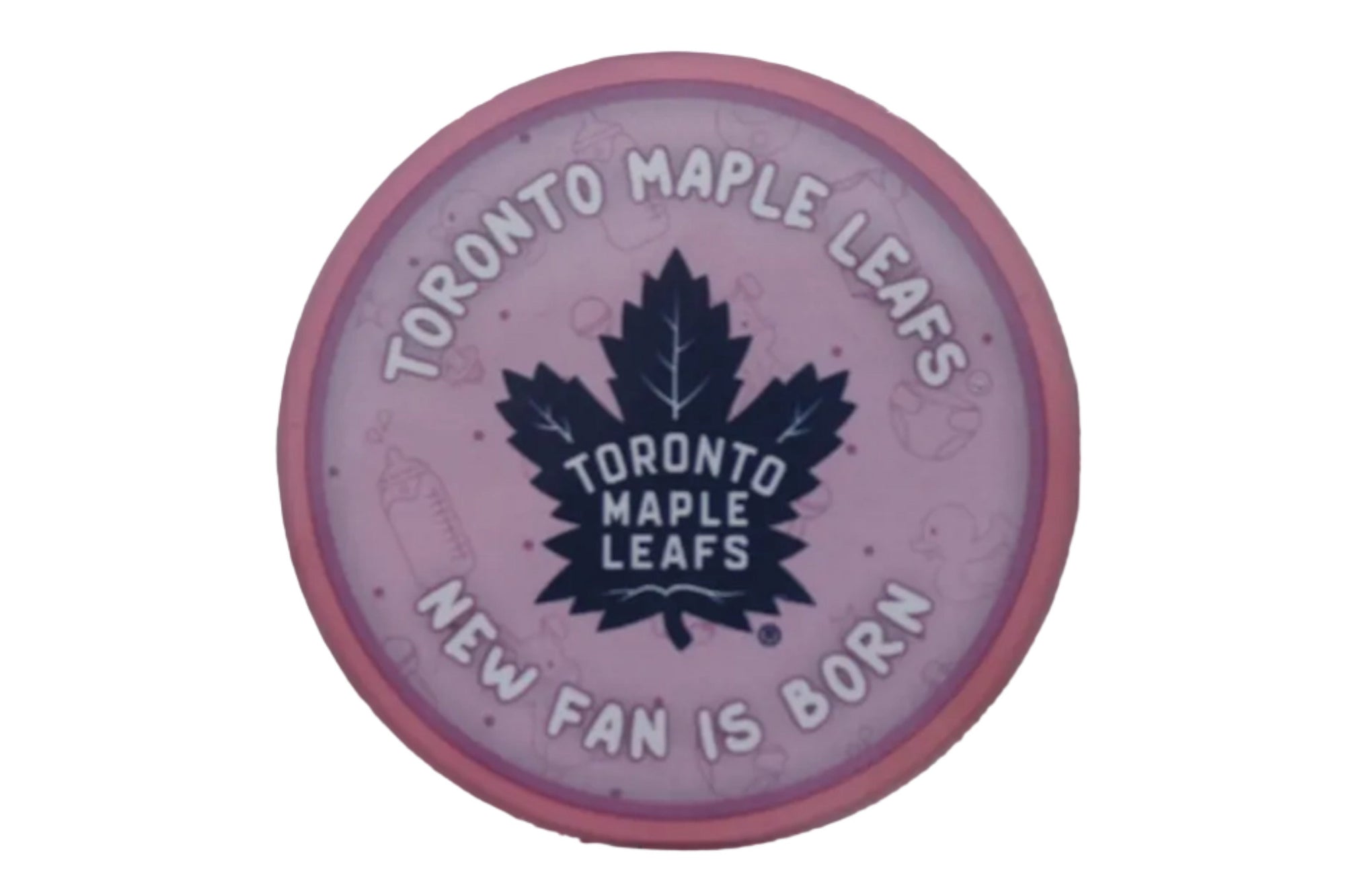 NHL Toronto Maple Leafs "New Fan is Born" Hockey Puck (Pink) in Puck Case