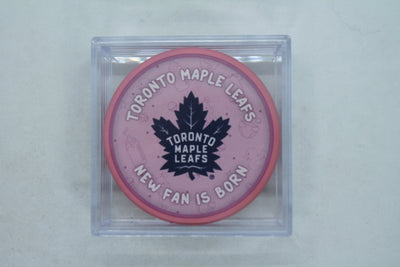 NHL Toronto Maple Leafs "New Fan is Born" Hockey Puck (Pink) in Puck Case