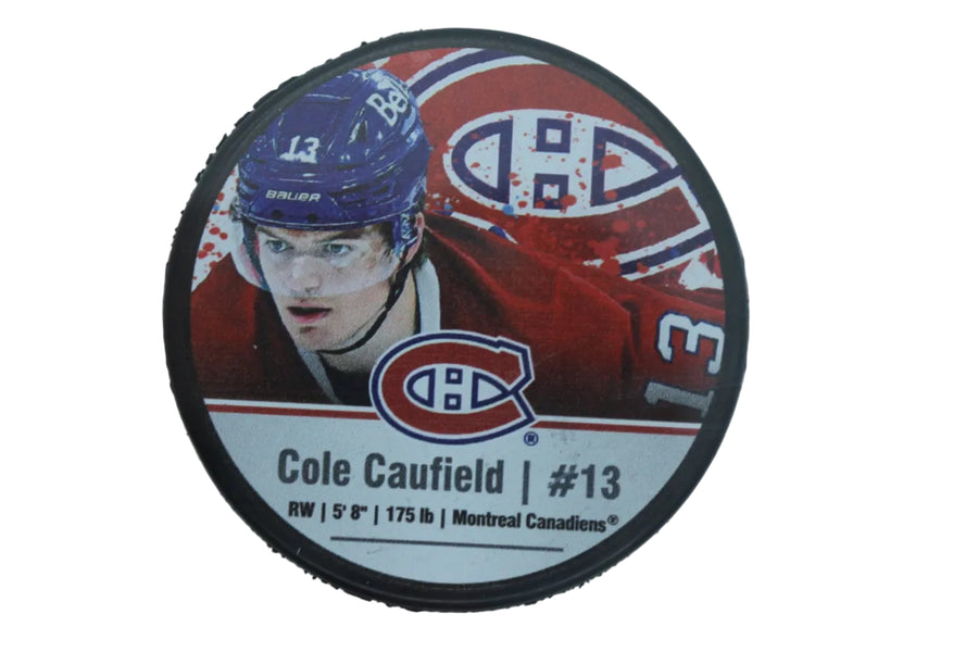 NHL Montreal Canadiens Cole Caufield #13 Hockey Puck in Puck Case