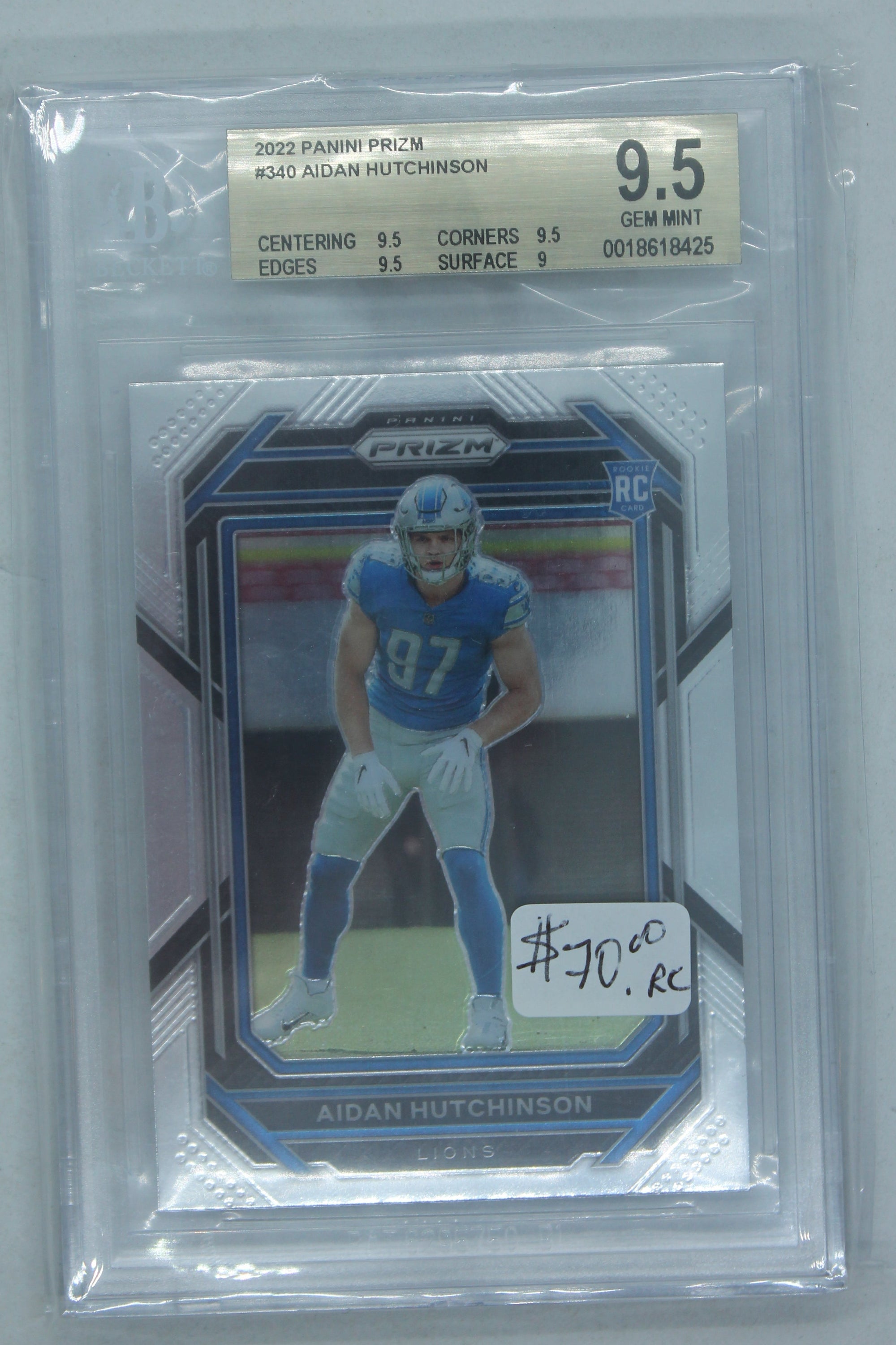 Aidan Hutchinson 2022 Panini Prizm Rookie Card - Beckett 9.5 Gem Mint