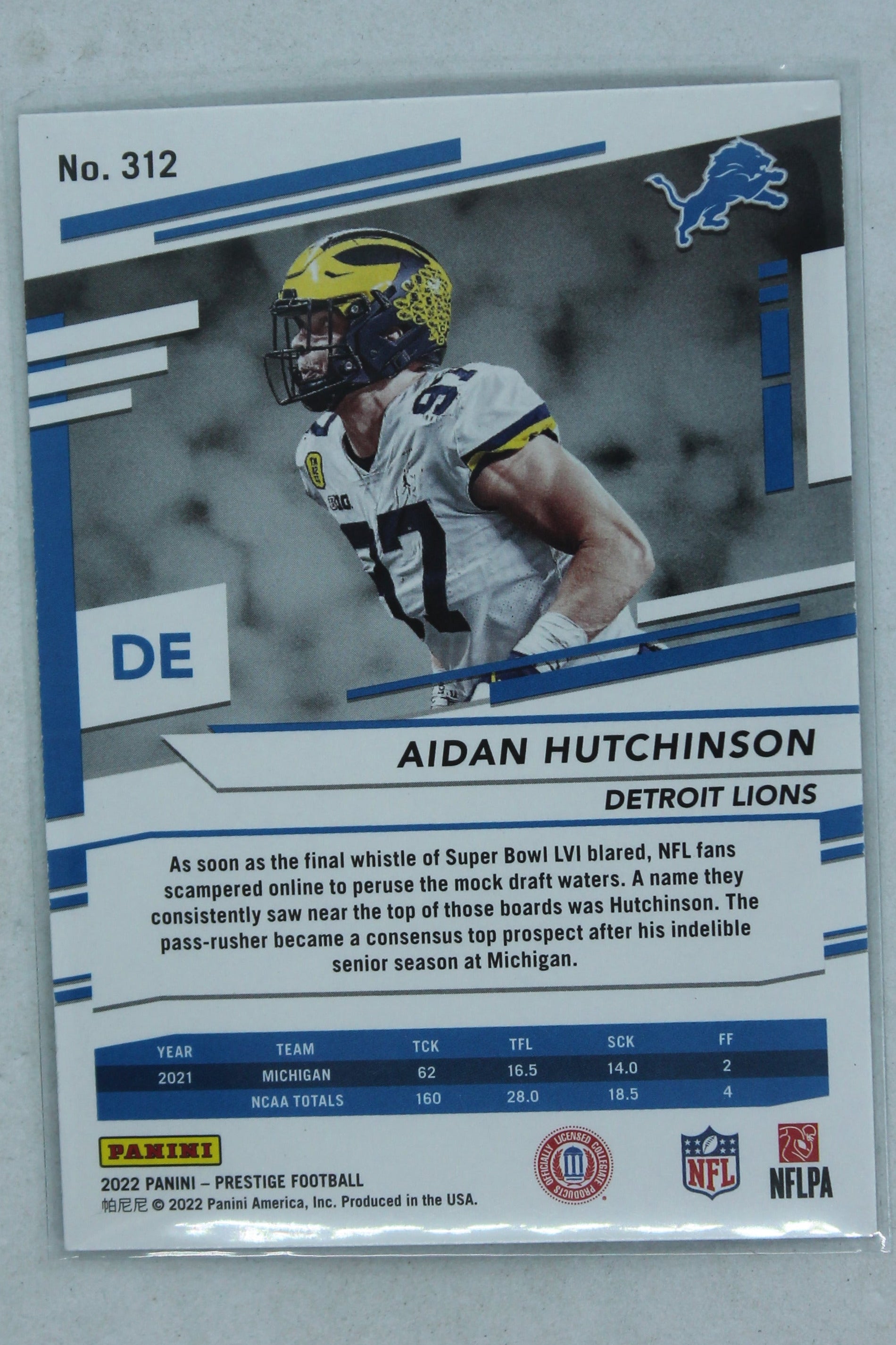 Aidan Hutchinson 2022 Panini Prestige Xtra Points Sunburst Rookies - Rookie Card