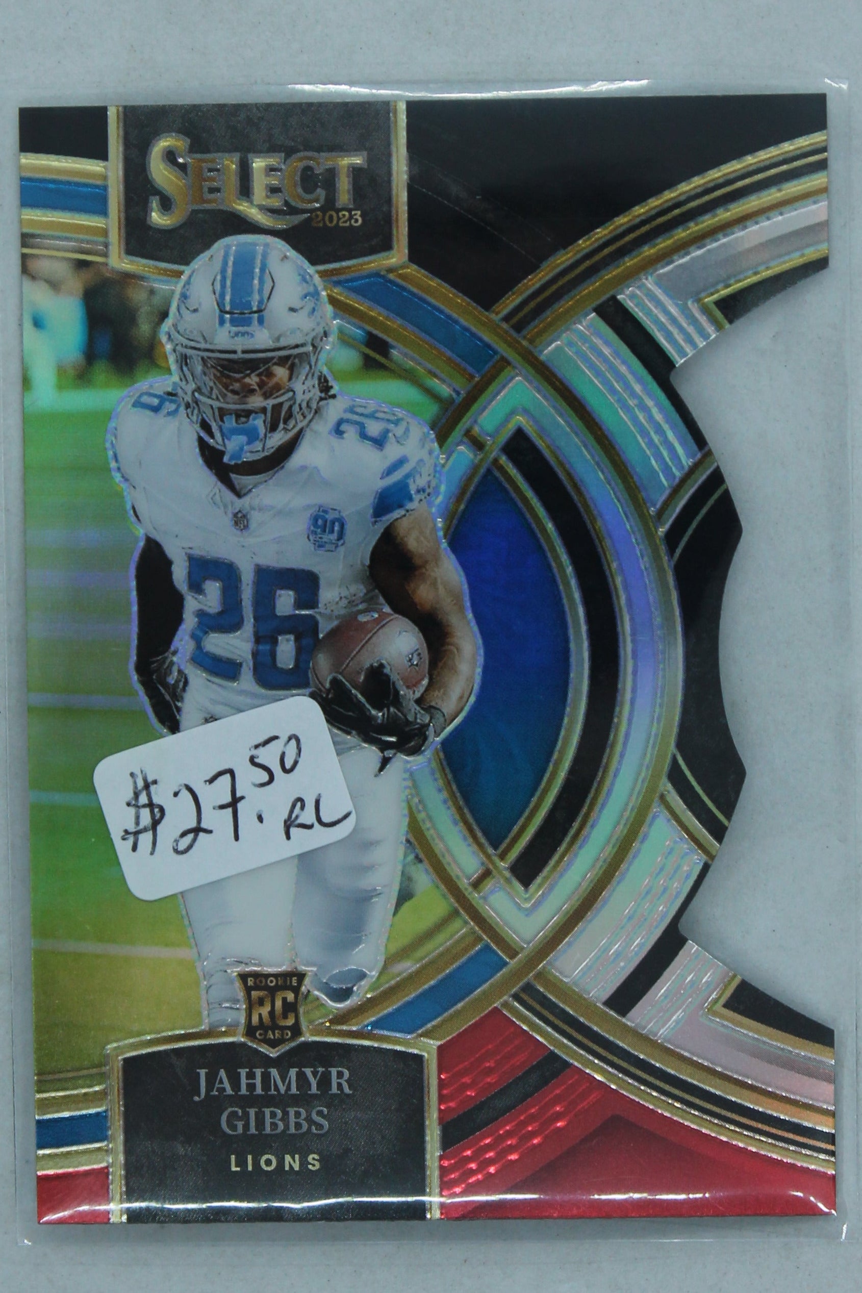 Jahmyr Gibbs 2023 Panini Select Black & Red Prizm Die-Cut Premier Level Rookie Card