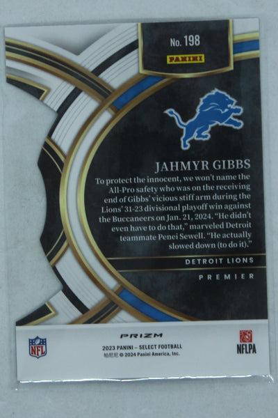 Jahmyr Gibbs 2023 Panini Select Black & Red Prizm Die-Cut Premier Level Rookie Card