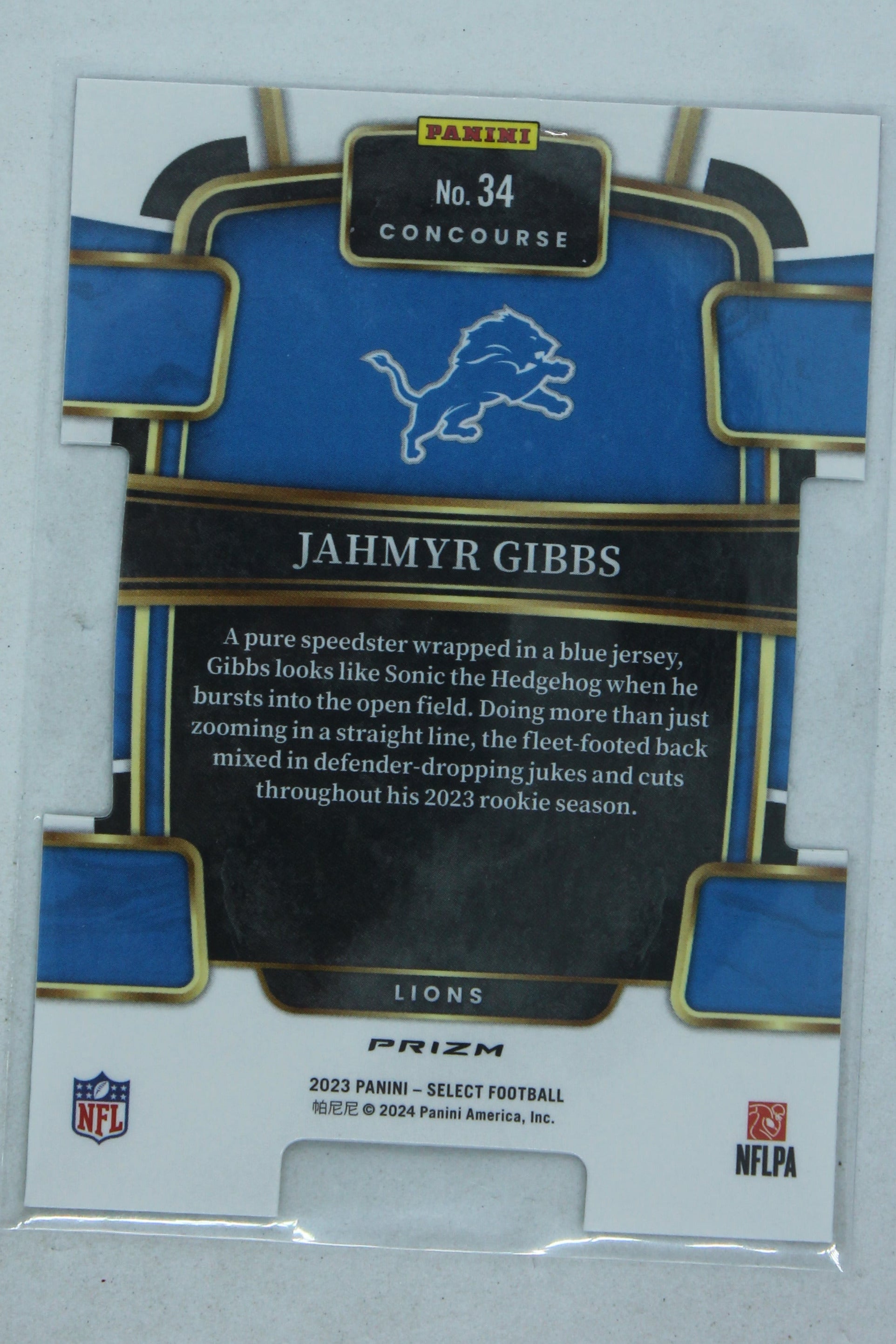 Jahmyr Gibbs 2023 Panini Select Red & Yellow Prizm Die-Cut Concourse Rookie Card