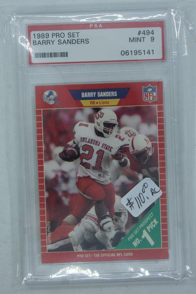 Barry Sanders 1989 Pro Set Rookie Card - PSA 9