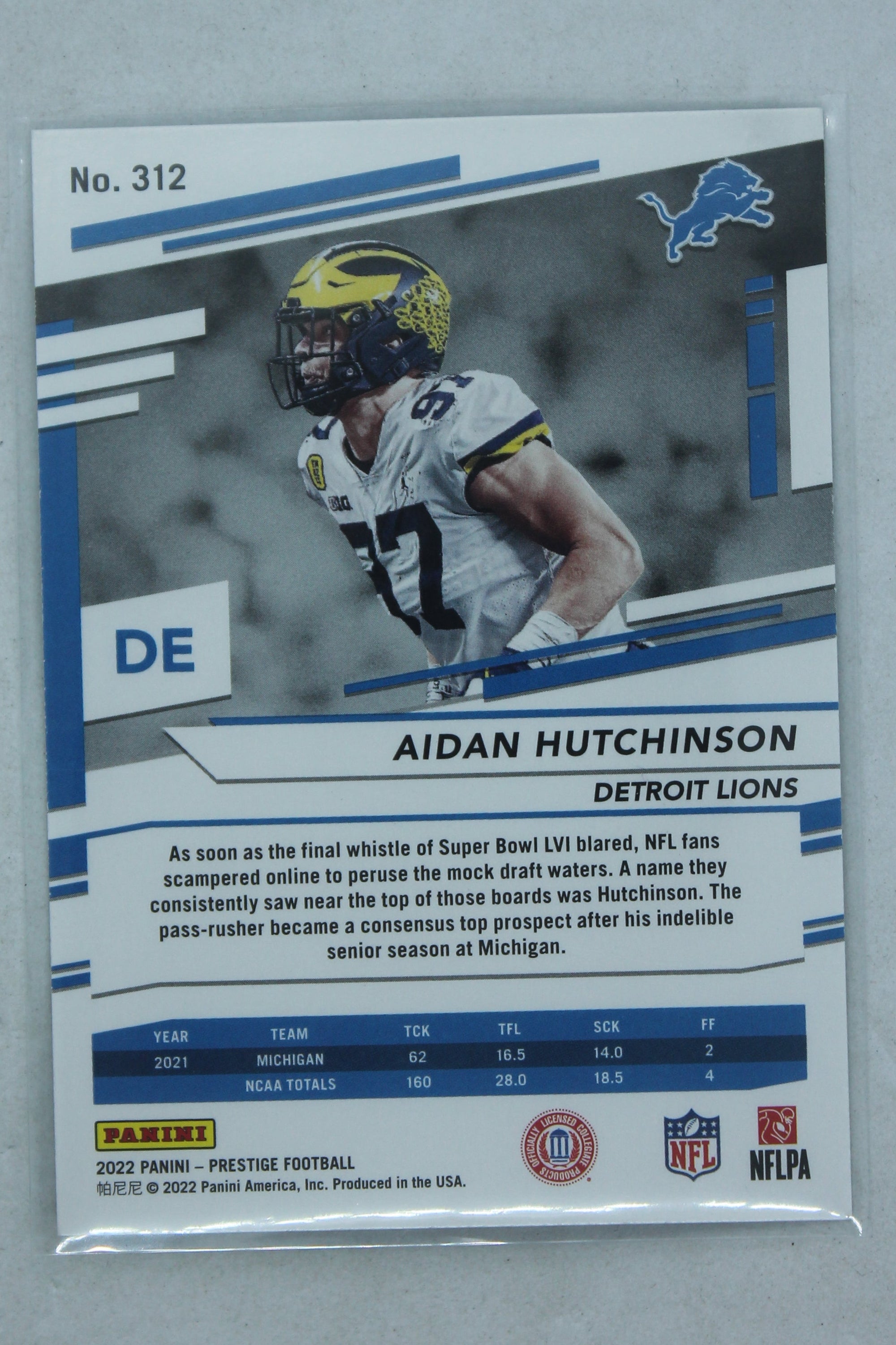 Aidan Hutchinson 2022 Panini Prestige Xtra Points Astral Rookies - Rookie Card