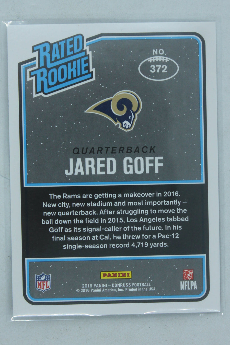 Jared Goff 2016 Panini Donruss Rated Rookies Rookie Card