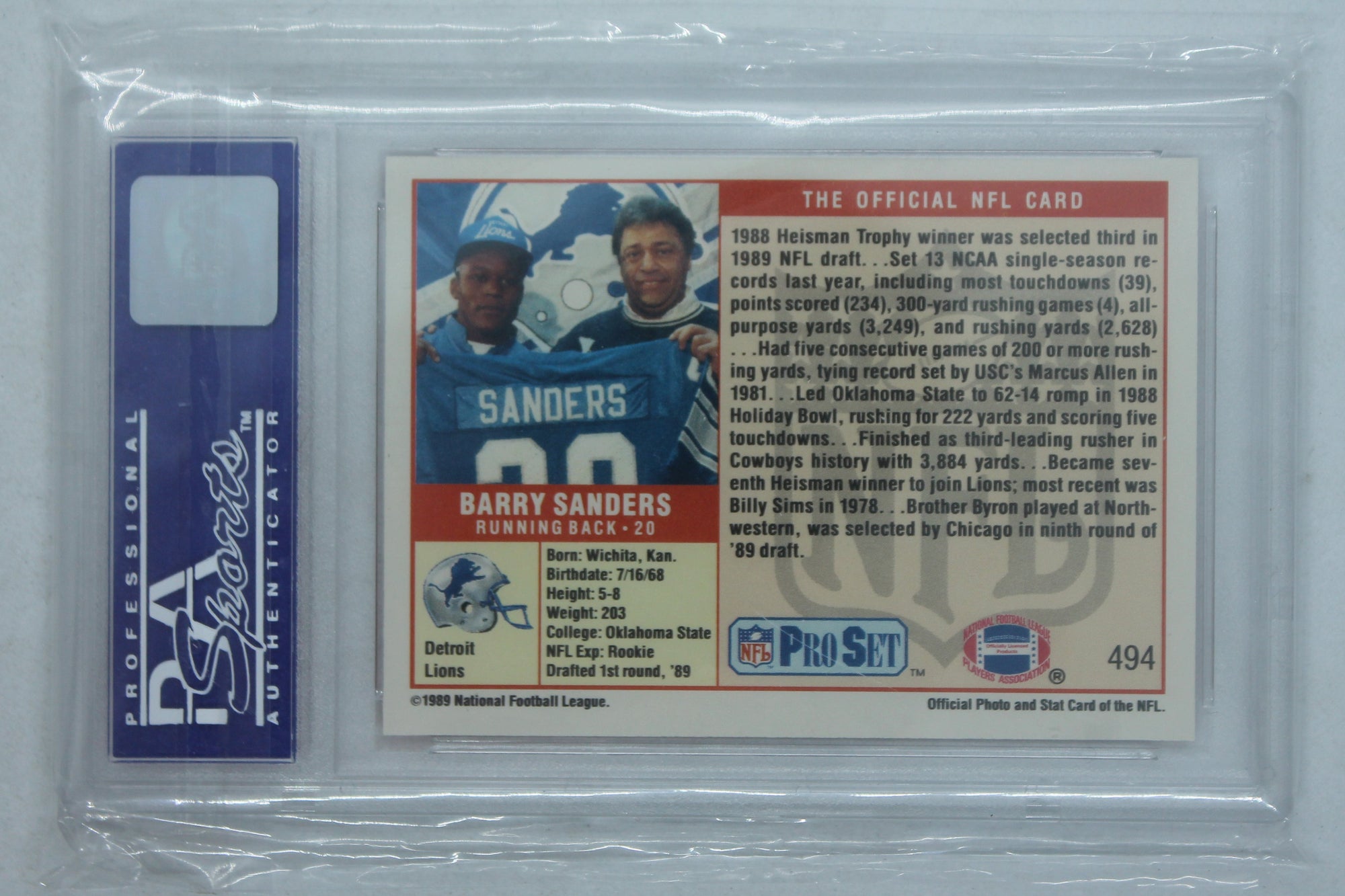 Barry Sanders 1989 Pro Set Rookie Card - PSA 9
