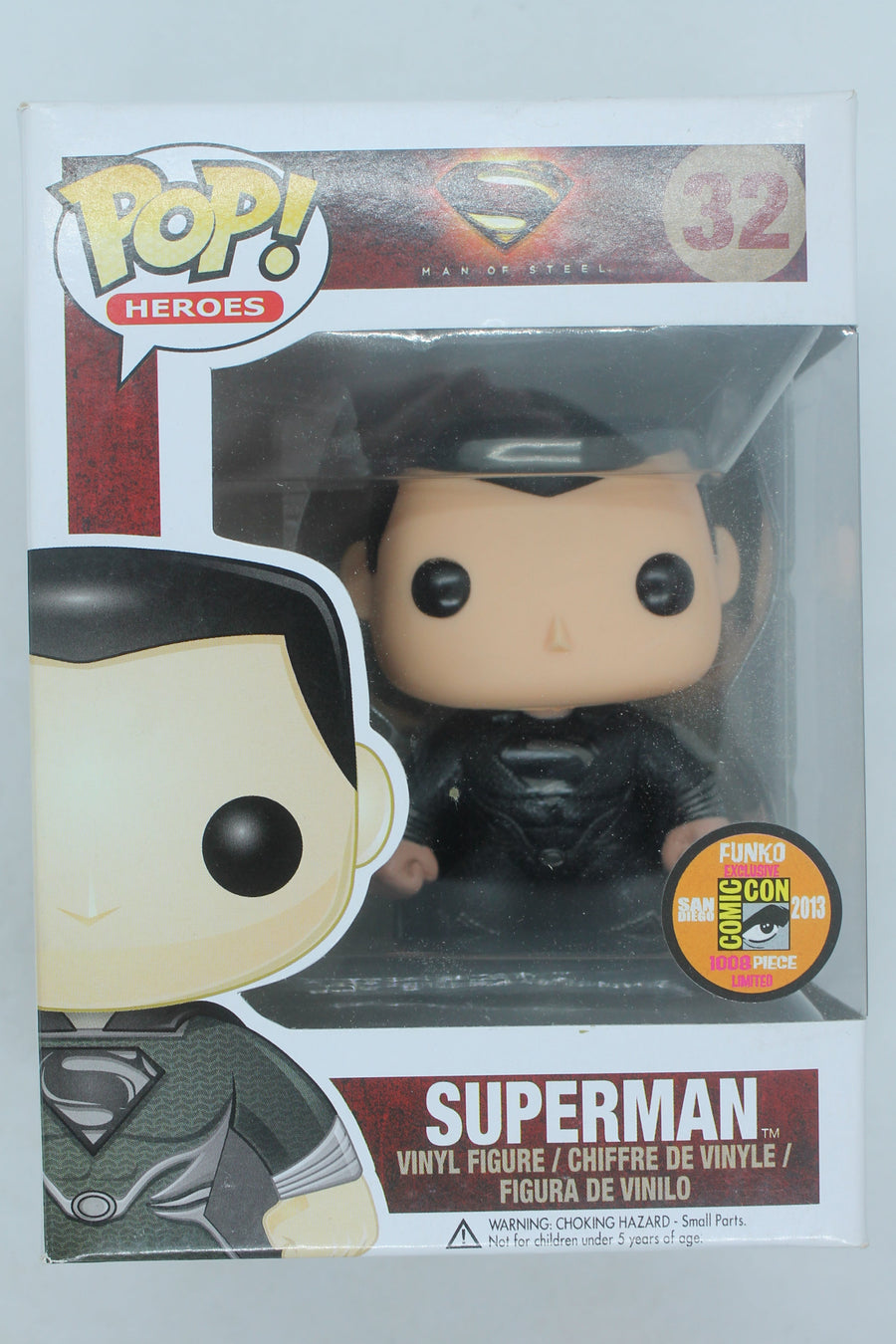 SDCC 2013 Exclusive Funko Pop! Superman (Black Suit) #32 Man Of Steel 1/1008 Pcs