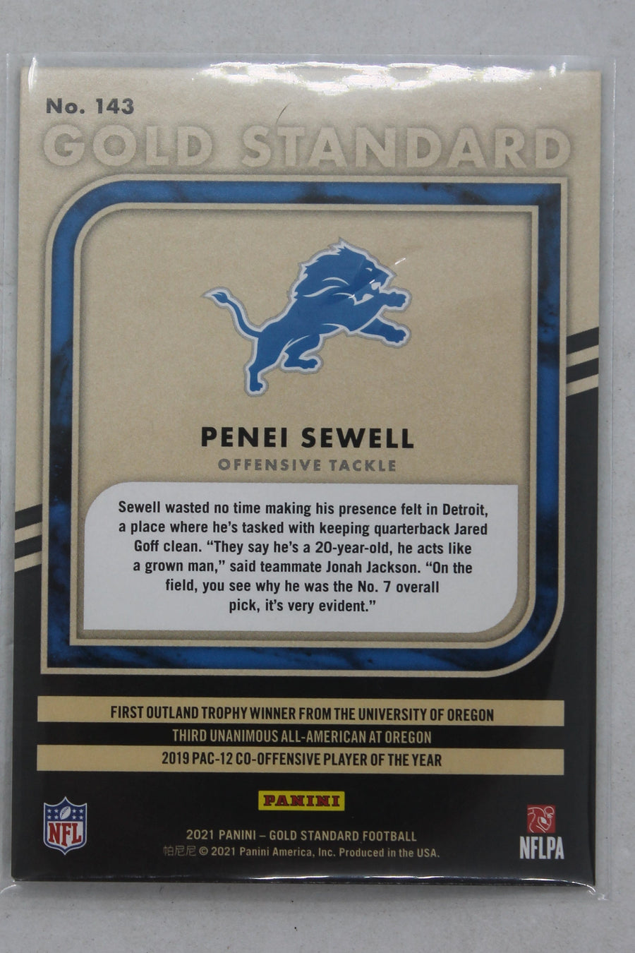 Penei Sewell Panini Gold Standard - Platinum Rookies Rookie Card #46/75